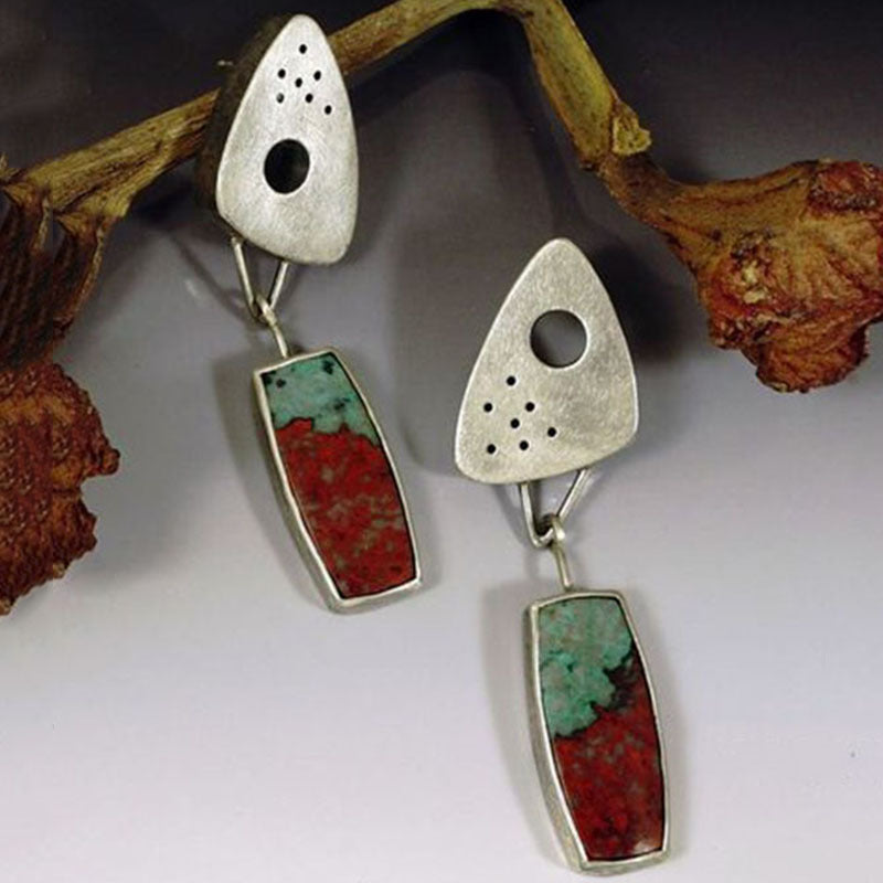 Wholesale Creative Flower Inlaid Purple Diamond Luxury Antique Silver Round Swing Earrings